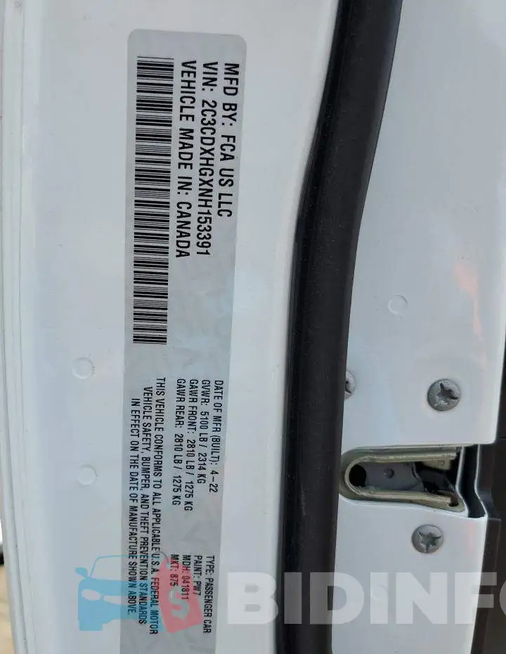 2C3CDXHGXNH153391 Photo# 13