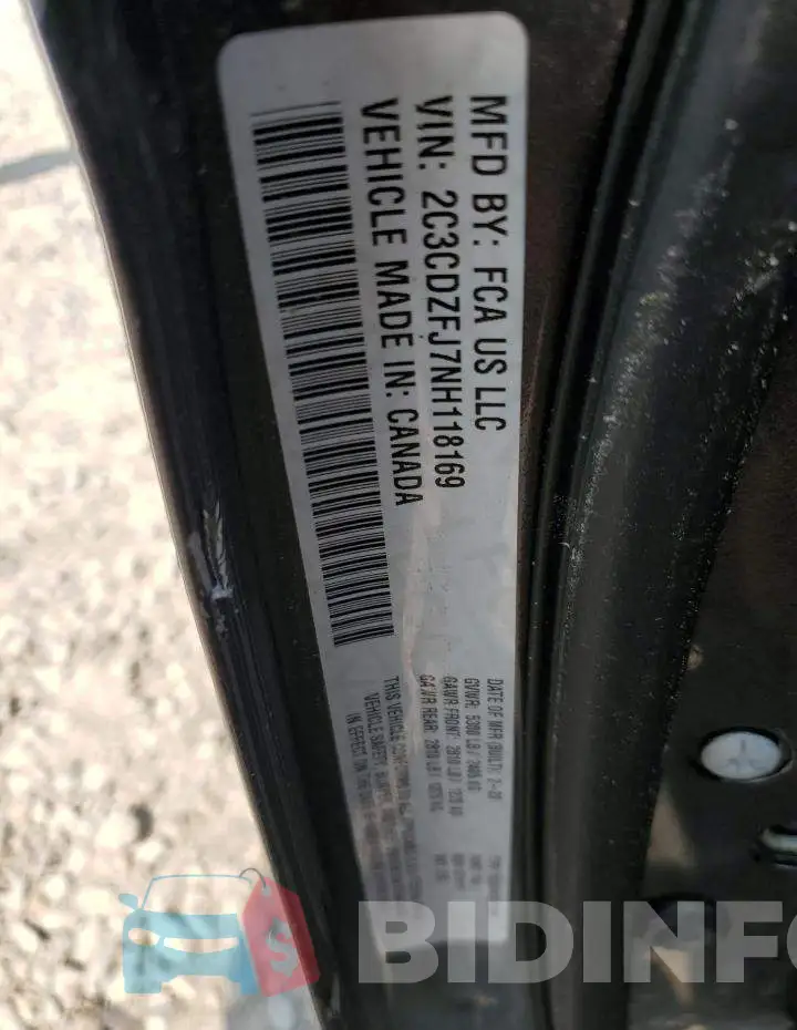 2C3CDZFJ7NH118169 Photo# 12