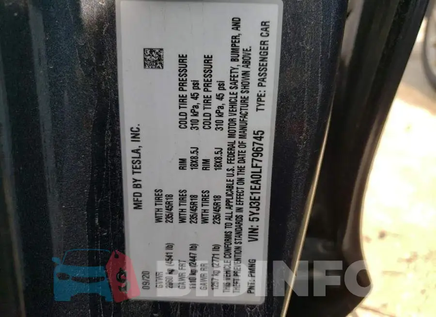 5YJ3E1EA0LF796745 Photo# 12