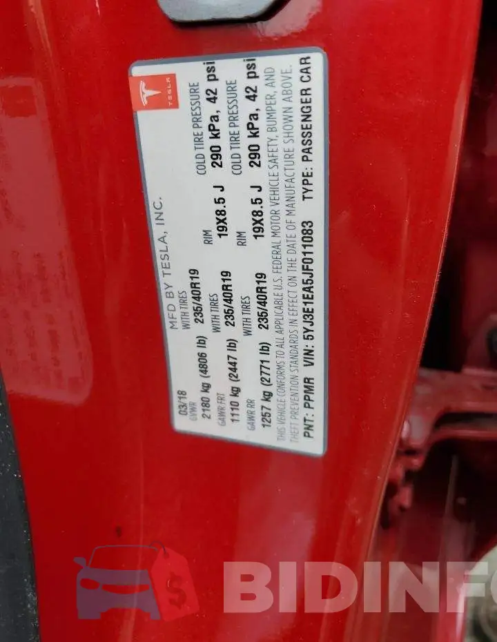 5YJ3E1EA5JF011083 Photo# 12