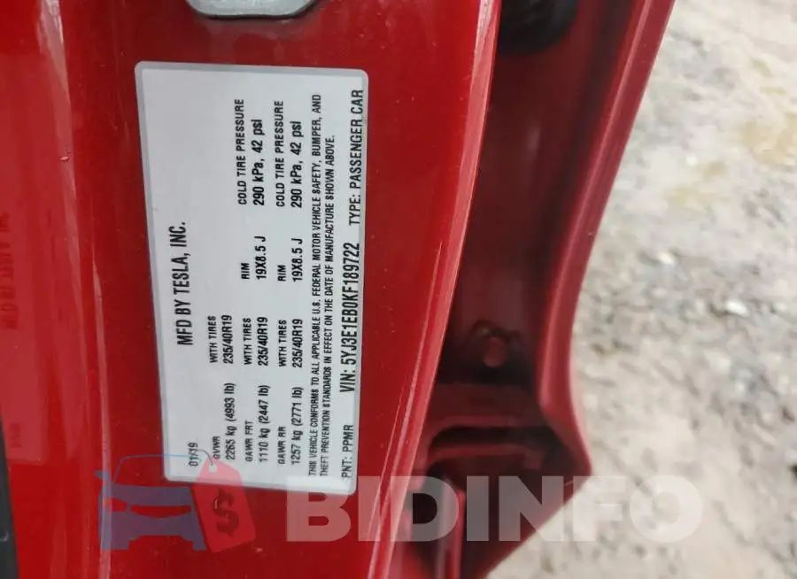5YJ3E1EB0KF189722 Photo# 12