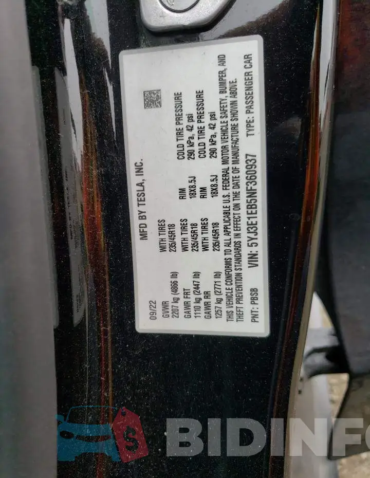 5YJ3E1EB5NF360937 Photo# 13