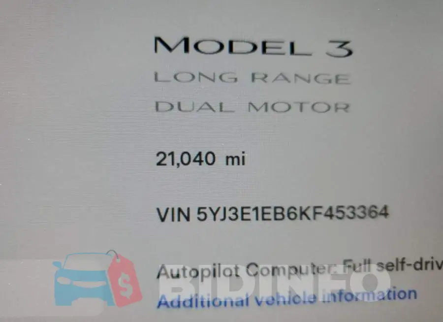 5YJ3E1EB6KF453364 Photo# 9