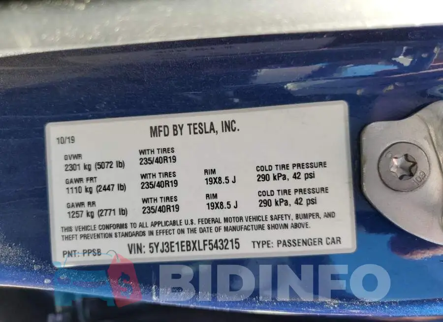 5YJ3E1EBXLF543215 Photo# 13