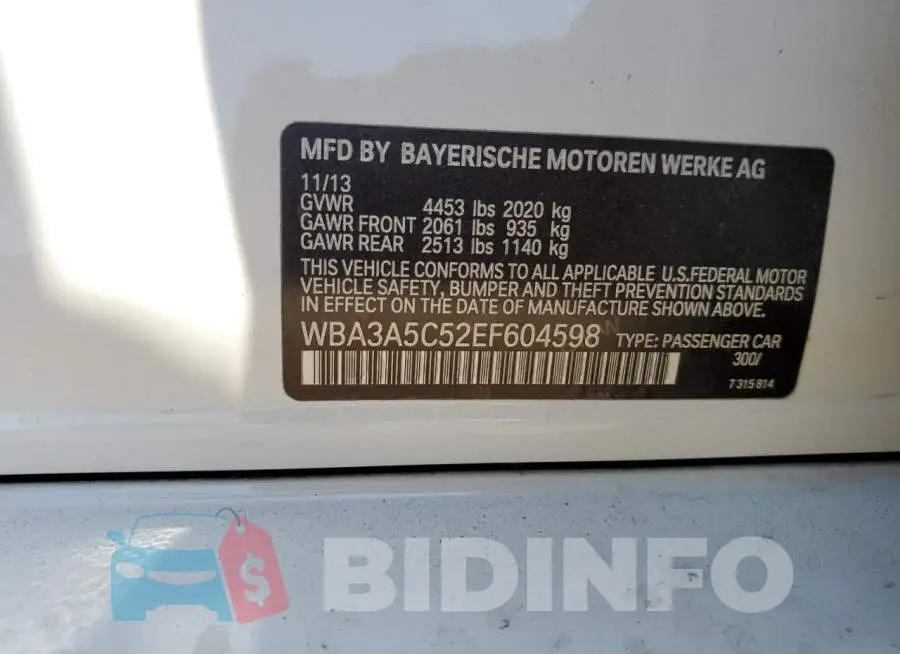 WBA3A5C52EF604598 Photo# 12