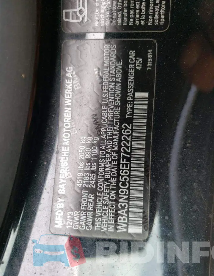 WBA3N9C56EF722262 Photo# 12