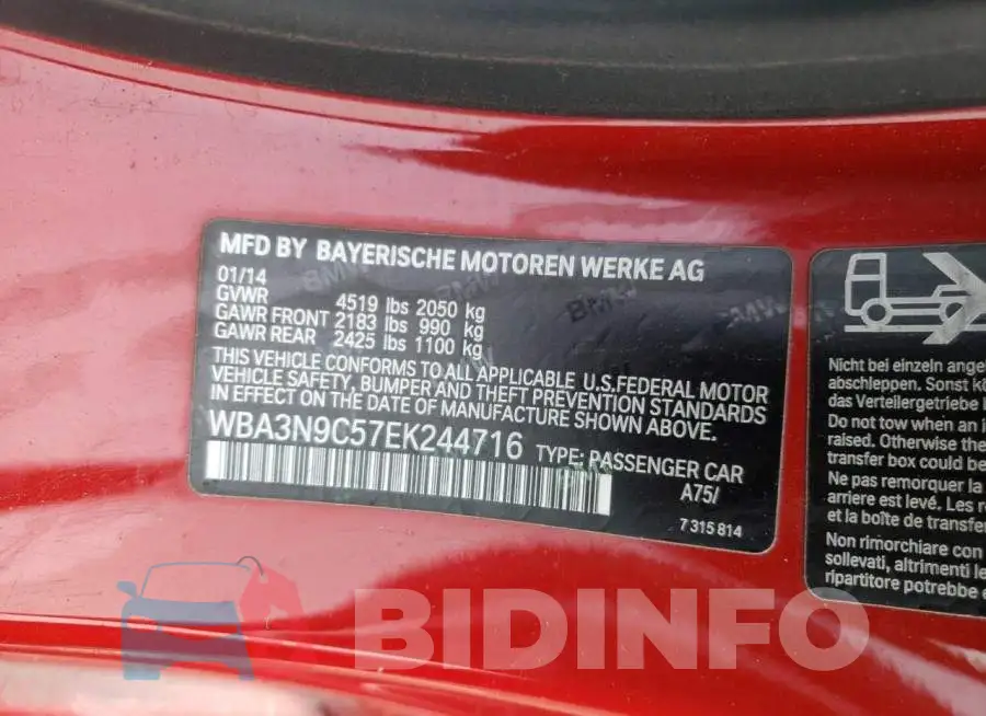 WBA3N9C57EK244716 Photo# 12