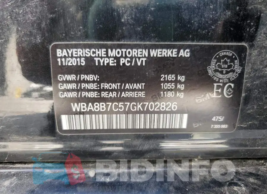 WBA8B7C57GK702826 Photo# 13