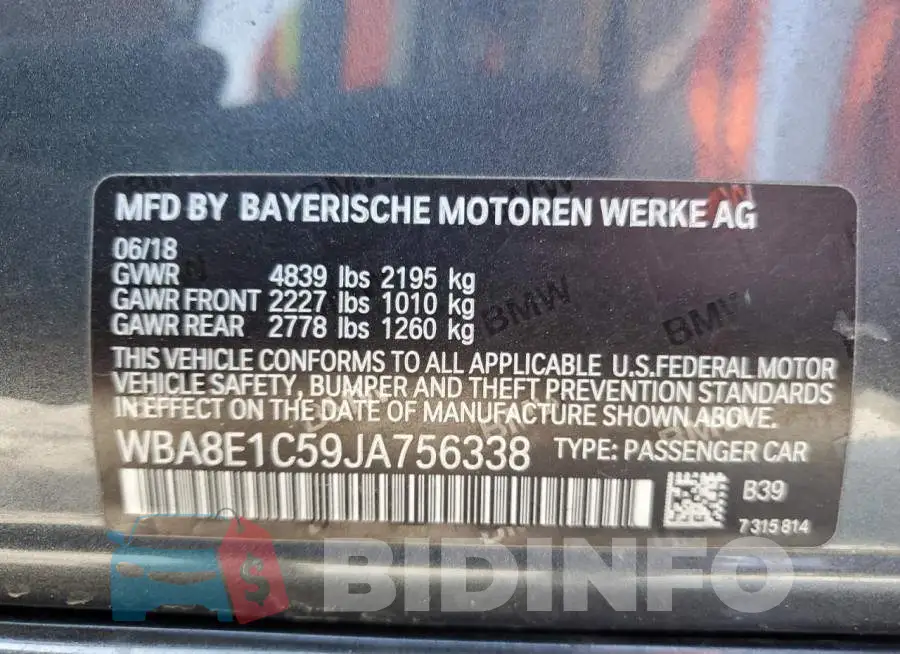 WBA8E1C59JA756338 Photo# 12