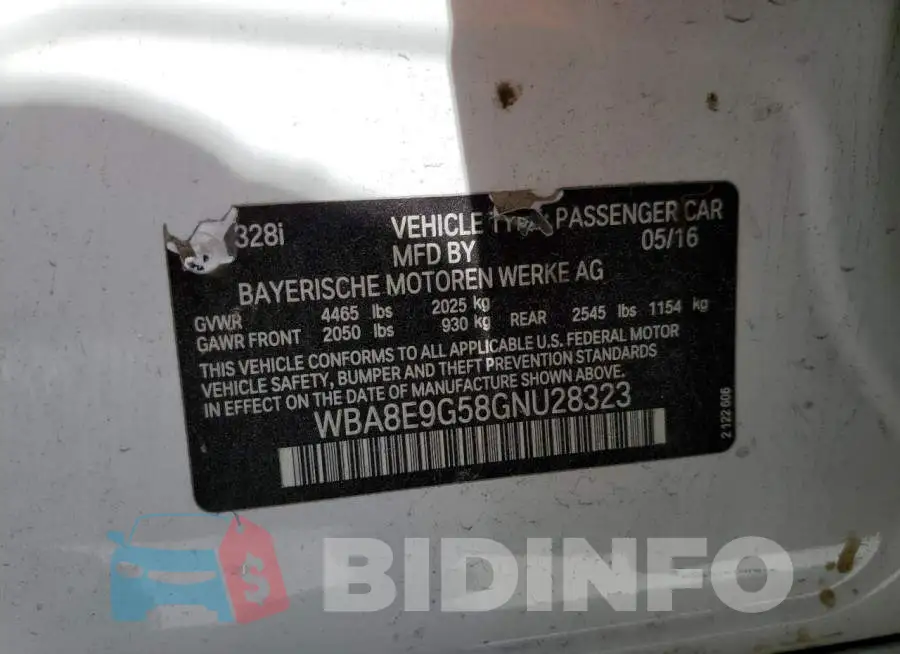 WBA8E9G58GNU28323 Photo# 12