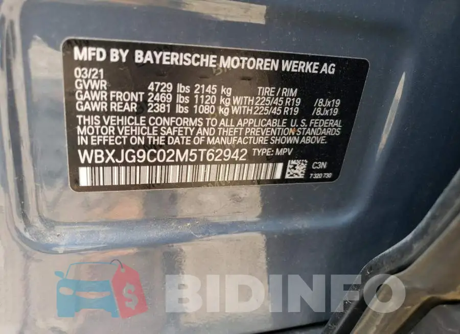 WBXJG9C02M5T62942 Photo# 13