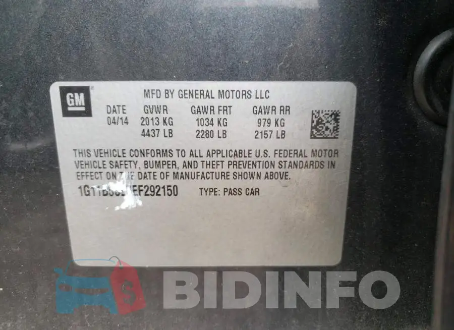 1G11B5SL7EF292150 Photo# 10