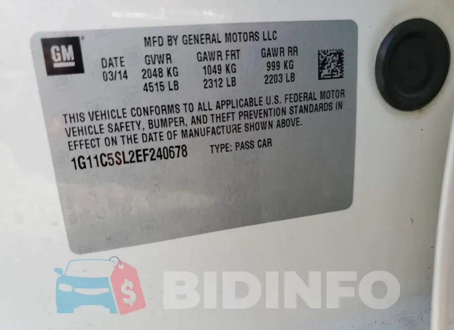 1G11C5SL2EF240678 Photo# 12