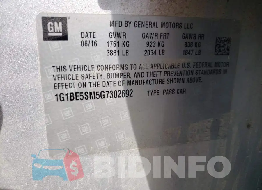 1G1BE5SM5G7302692 Photo# 12