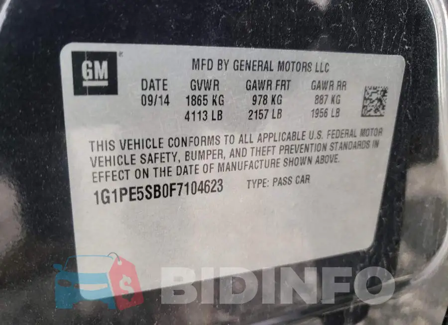 1G1PE5SB0F7104623 Photo# 12