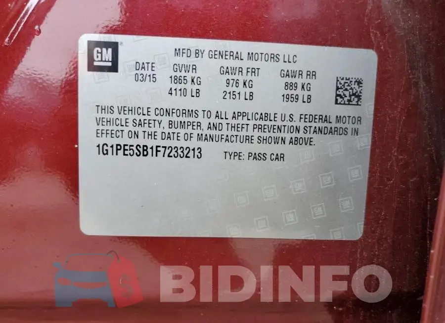 1G1PE5SB1F7233213 Photo# 12