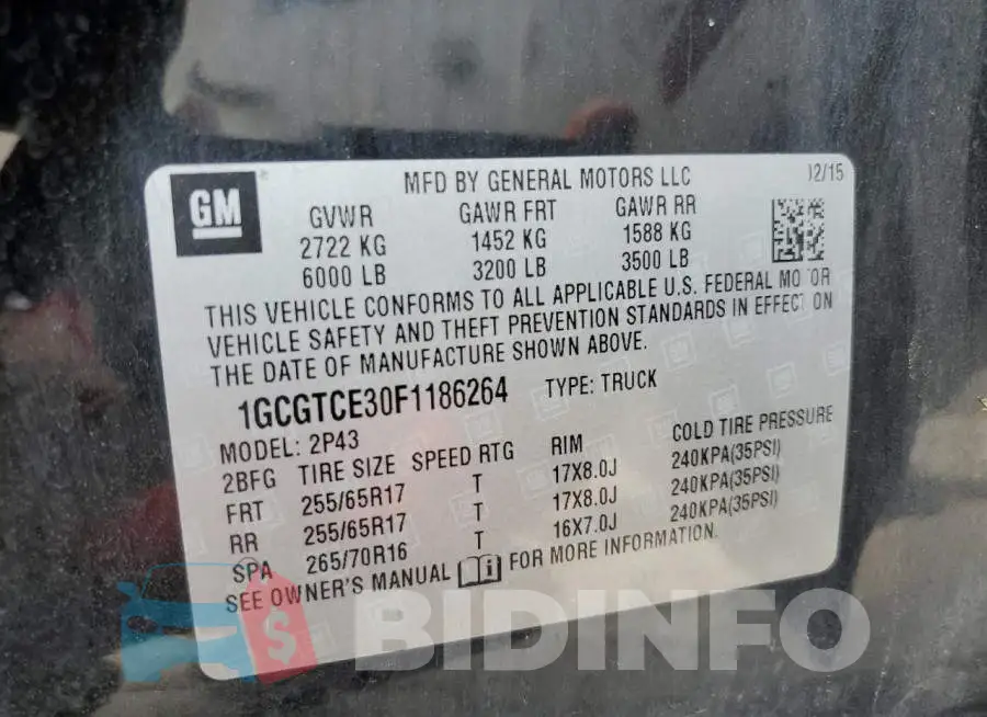1GCGTCE30F1186264 Photo# 12