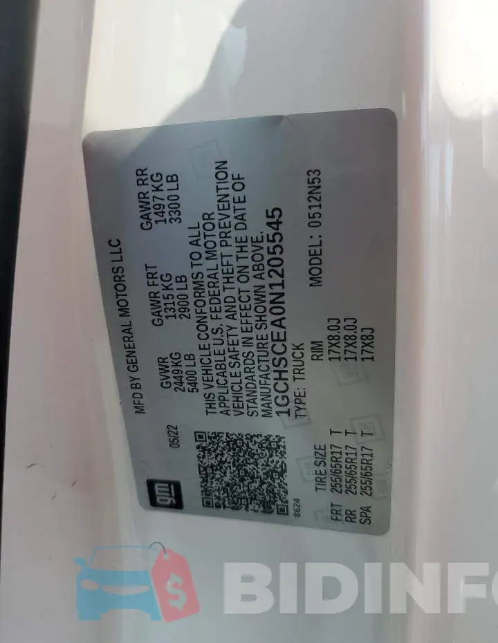 1GCHSCEA0N1205545 Photo# 12