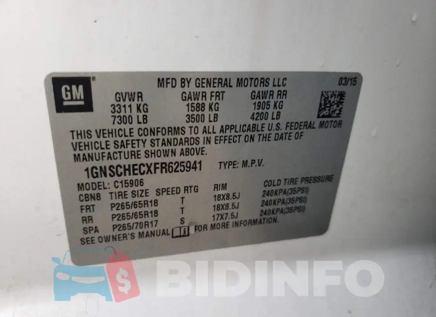1GNSCHECXFR625941 Photo# 13