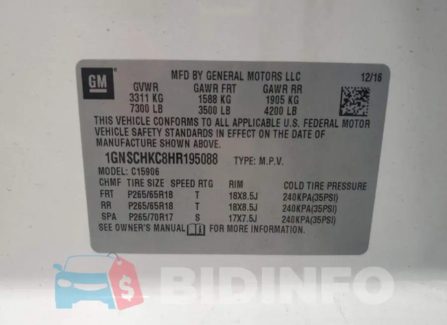 1GNSCHKC8HR195088 Photo# 13