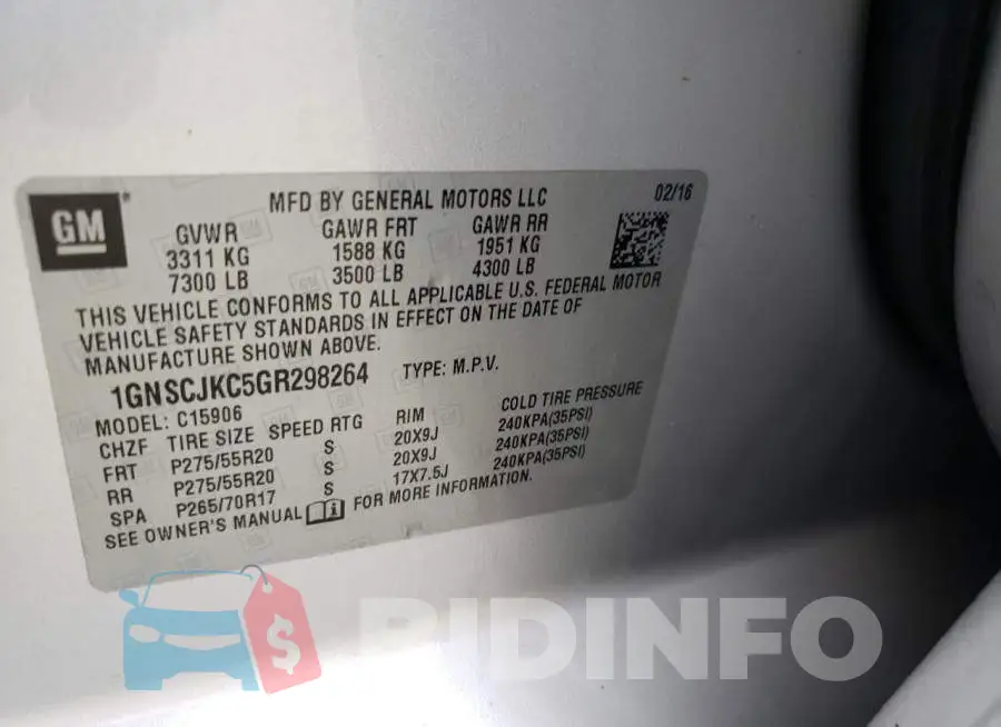 1GNSCJKC5GR298264 Photo# 12