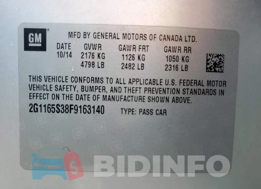 2G1165S38F9163140 Photo# 13