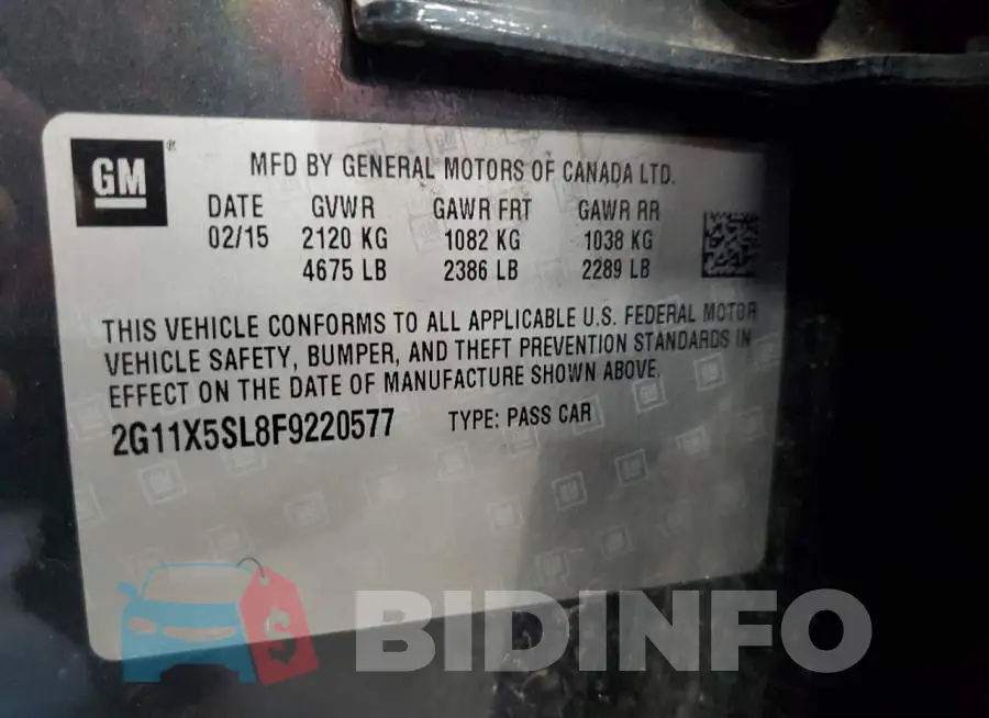2G11X5SL8F9220577 Photo# 13