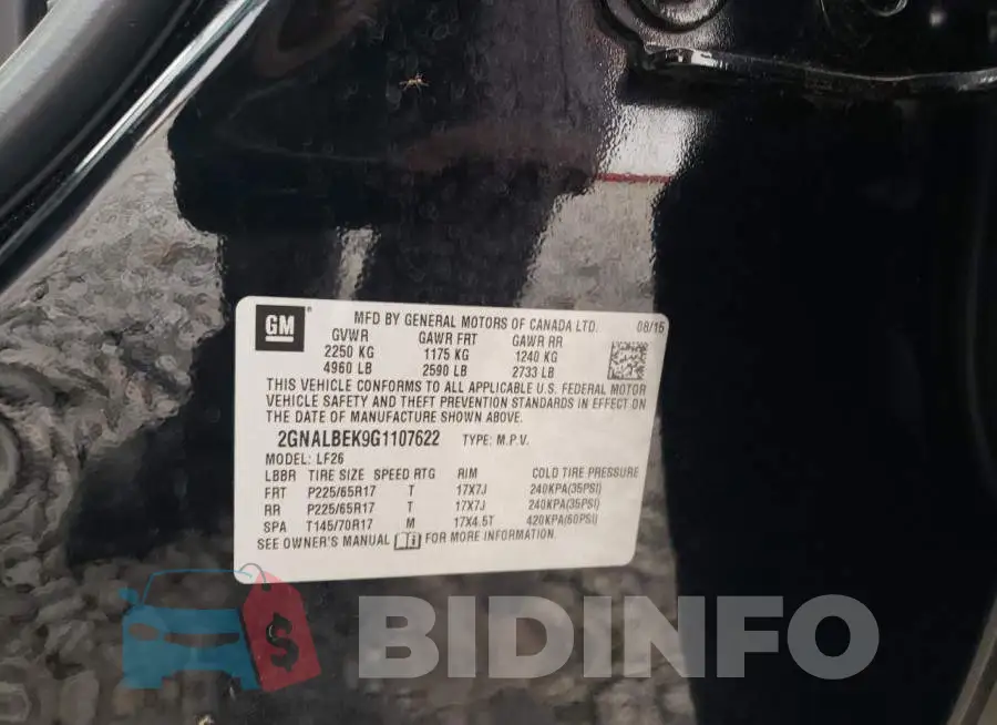 2GNALBEK9G1107622 Photo# 13