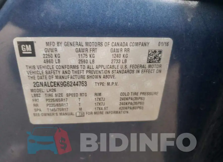 2GNALCEK9G6244763 Photo# 14