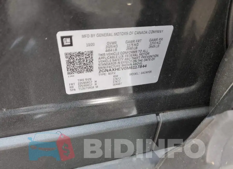 2GNAXHEV0M6117844 Photo# 13