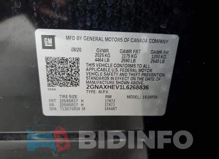 2GNAXHEV1L6268836 Photo# 13