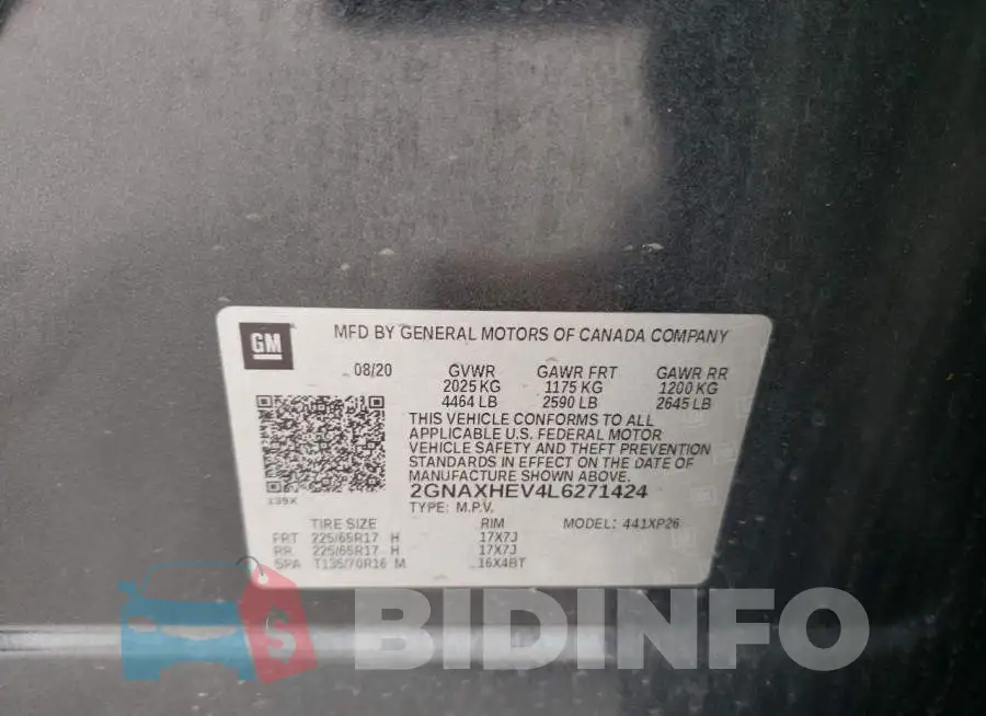 2GNAXHEV4L6271424 Photo# 14