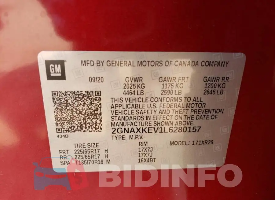 2GNAXKEV1L6280157 Photo# 13
