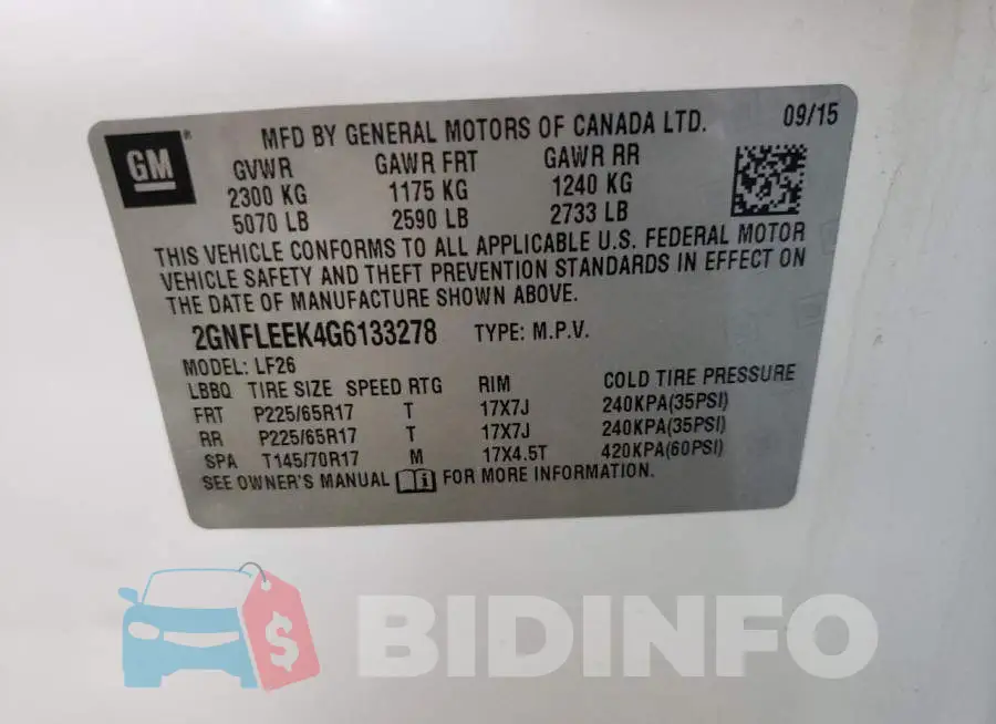 2GNFLEEK4G6133278 Photo# 12