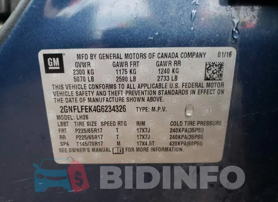 2GNFLFEK4G6234326 Photo# 13