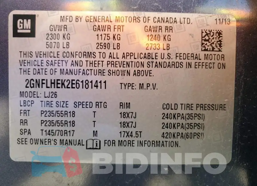 2GNFLHEK2E6181411 Photo# 13