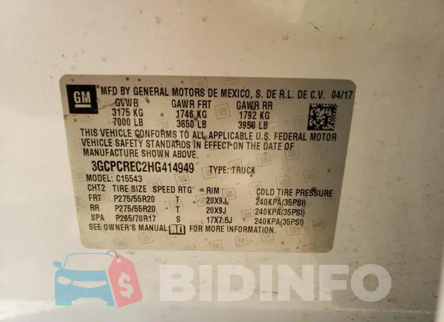 3GCPCREC2HG414949 Photo# 13