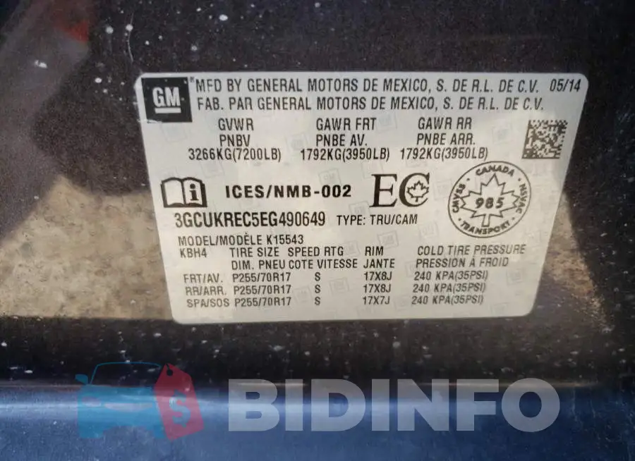 3GCUKREC5EG490649 Photo# 12