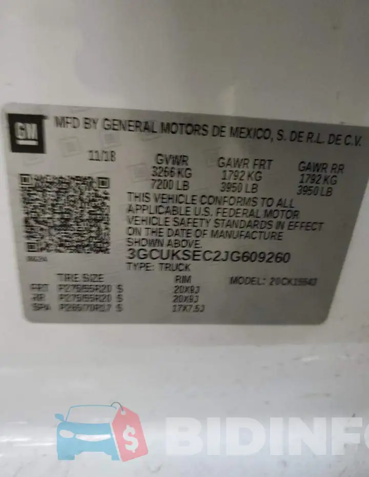 3GCUKSEC2JG609260 Photo# 12