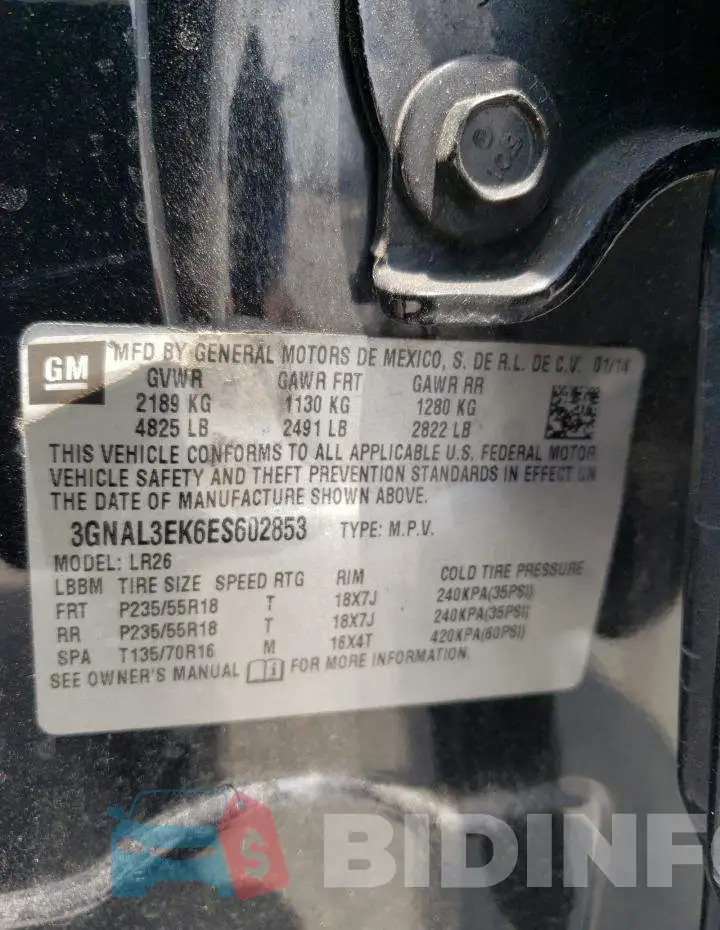 3GNAL3EK6ES602853 Photo# 13