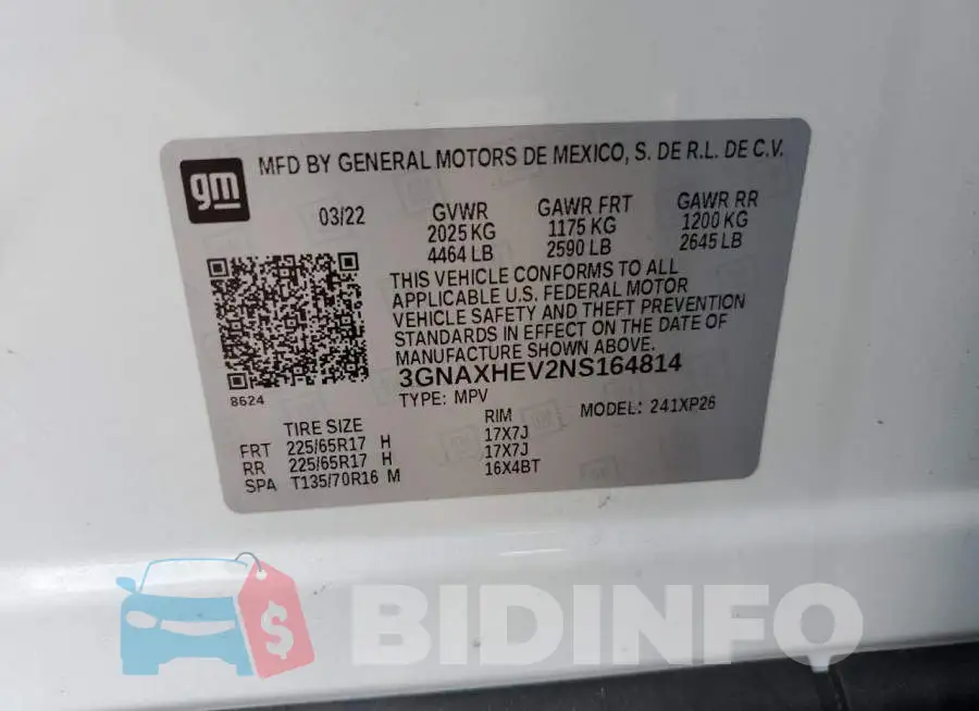 3GNAXHEV2NS164814 Photo# 12