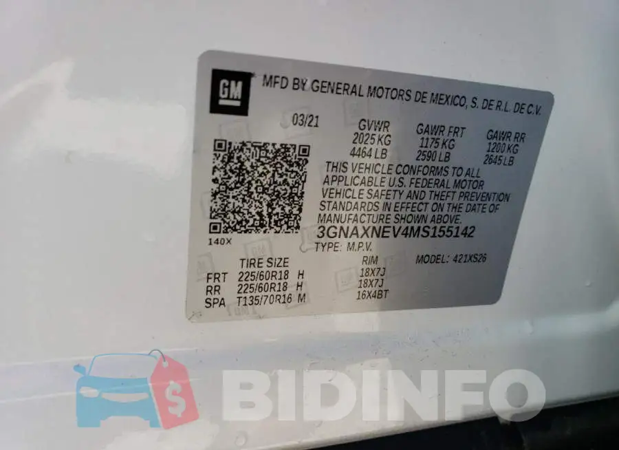 3GNAXNEV4MS155142 Photo# 13