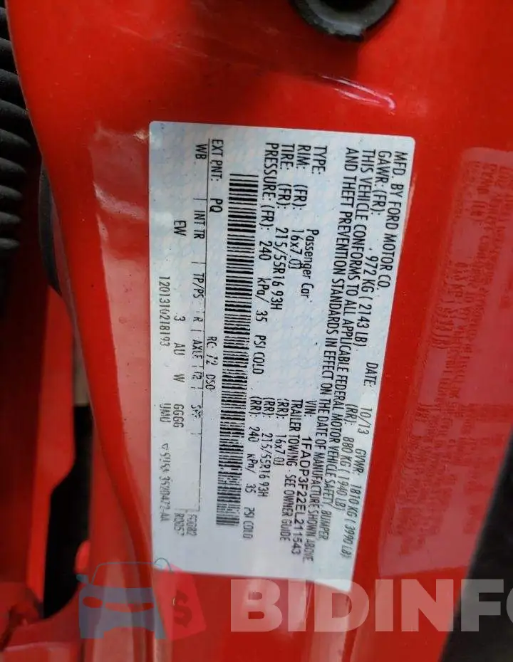 1FADP3F22EL211543 Photo# 12