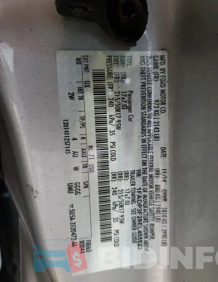 1FADP3F28EL455522 Photo# 12