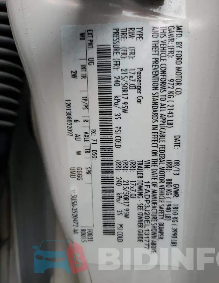 1FADP3J20EL131777 Photo# 12