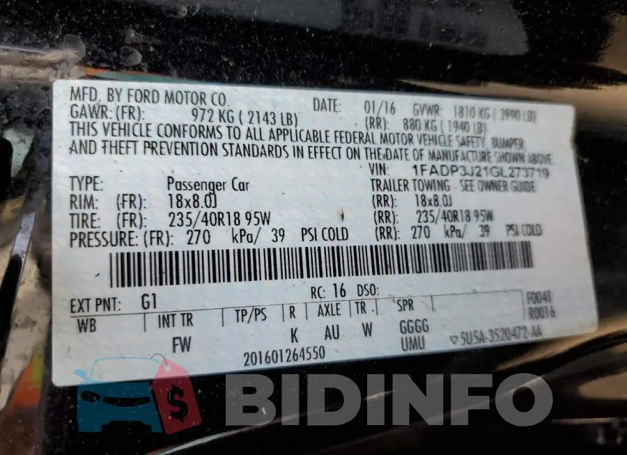 1FADP3J21GL273719 Photo# 13