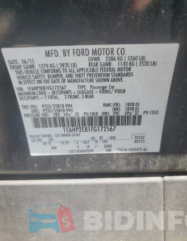 1FAHP2E81FG172567 Photo# 12