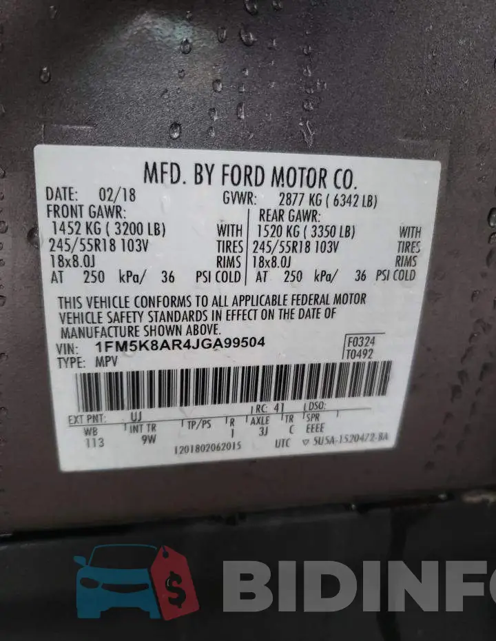1FM5K8AR4JGA99504 Photo# 13