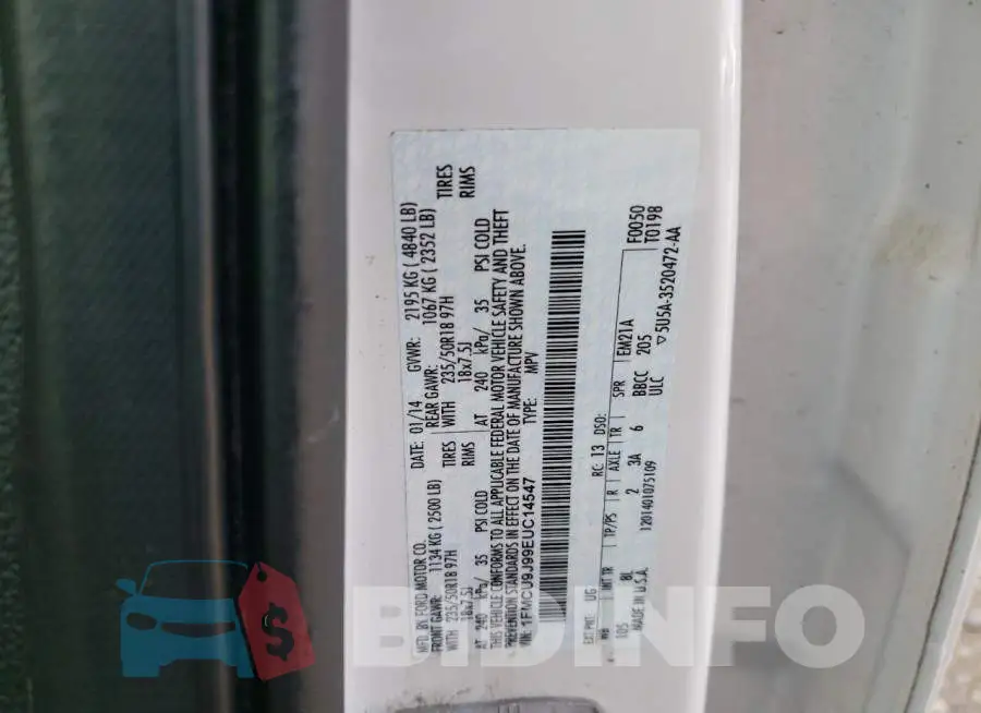 1FMCU9J99EUC14547 Photo# 13