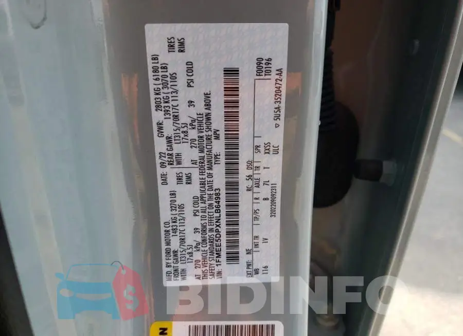 1FMEE5DPXNLB64983 Photo# 12